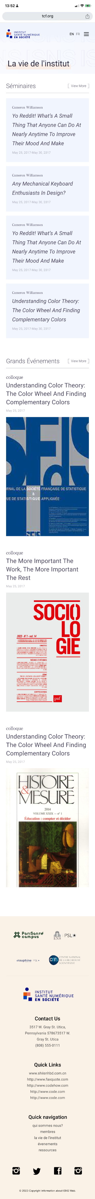 Mobile events page