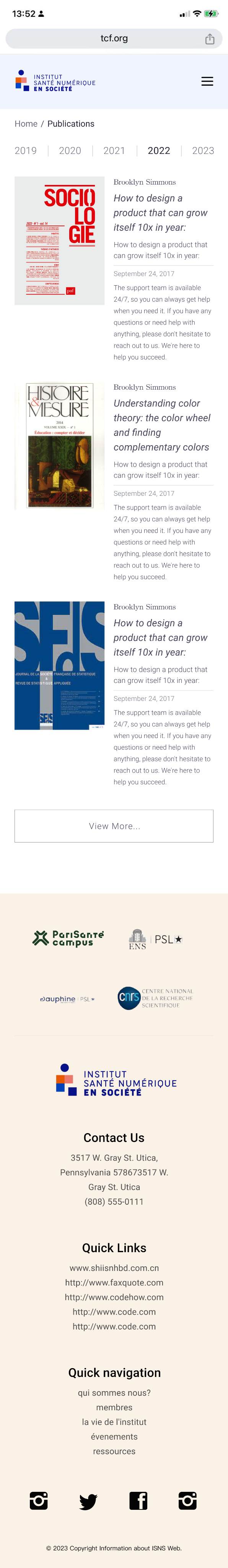 Mobile publications page