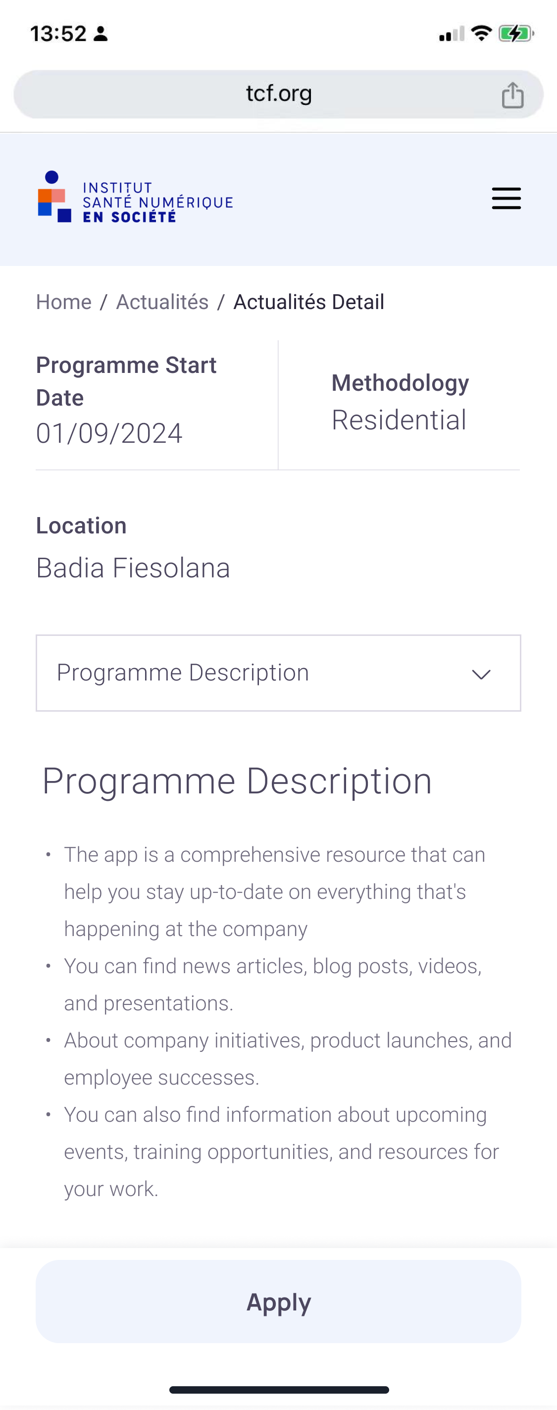 Mobile recruitment detail page