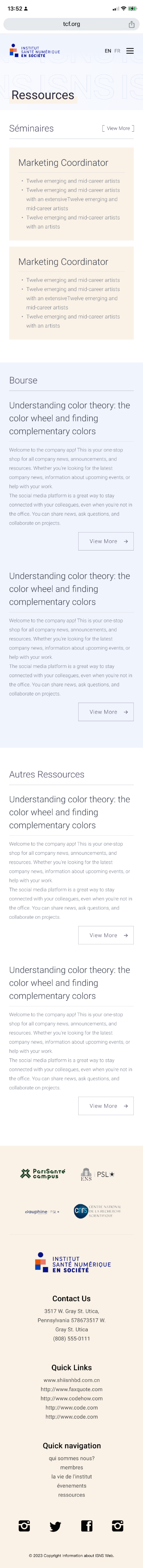 Mobile resources page