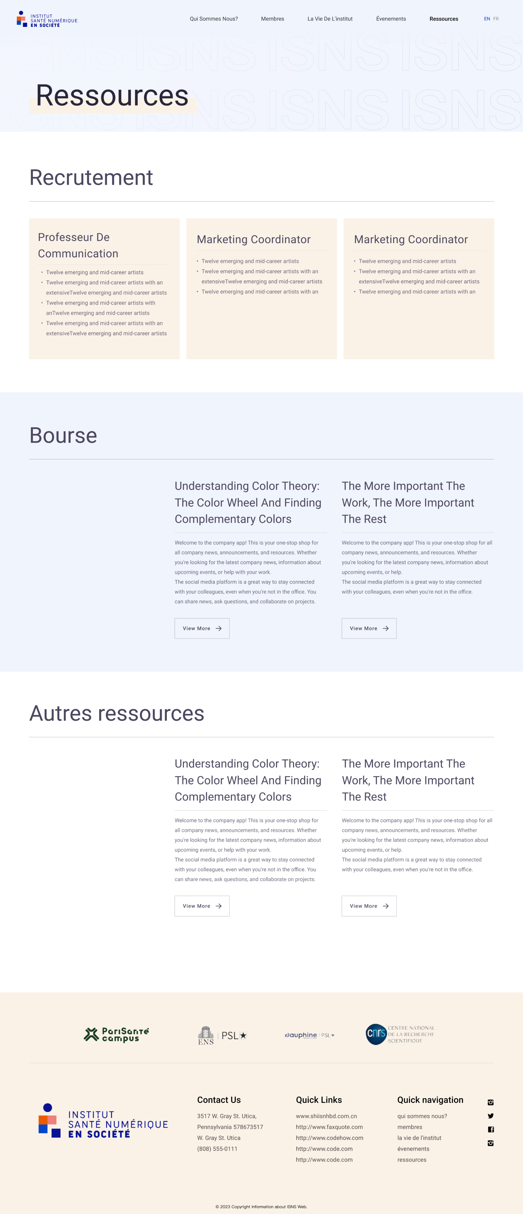 Resources page