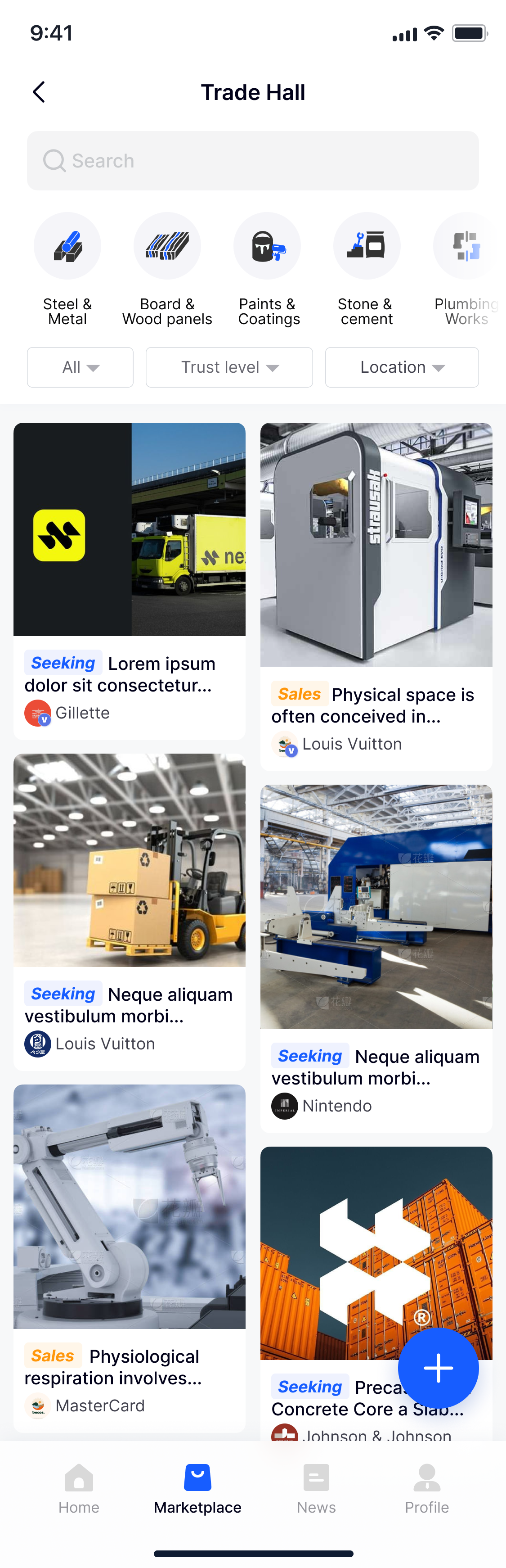 Marketplace page